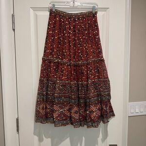 Ulla Johnson red silk maxi skirt